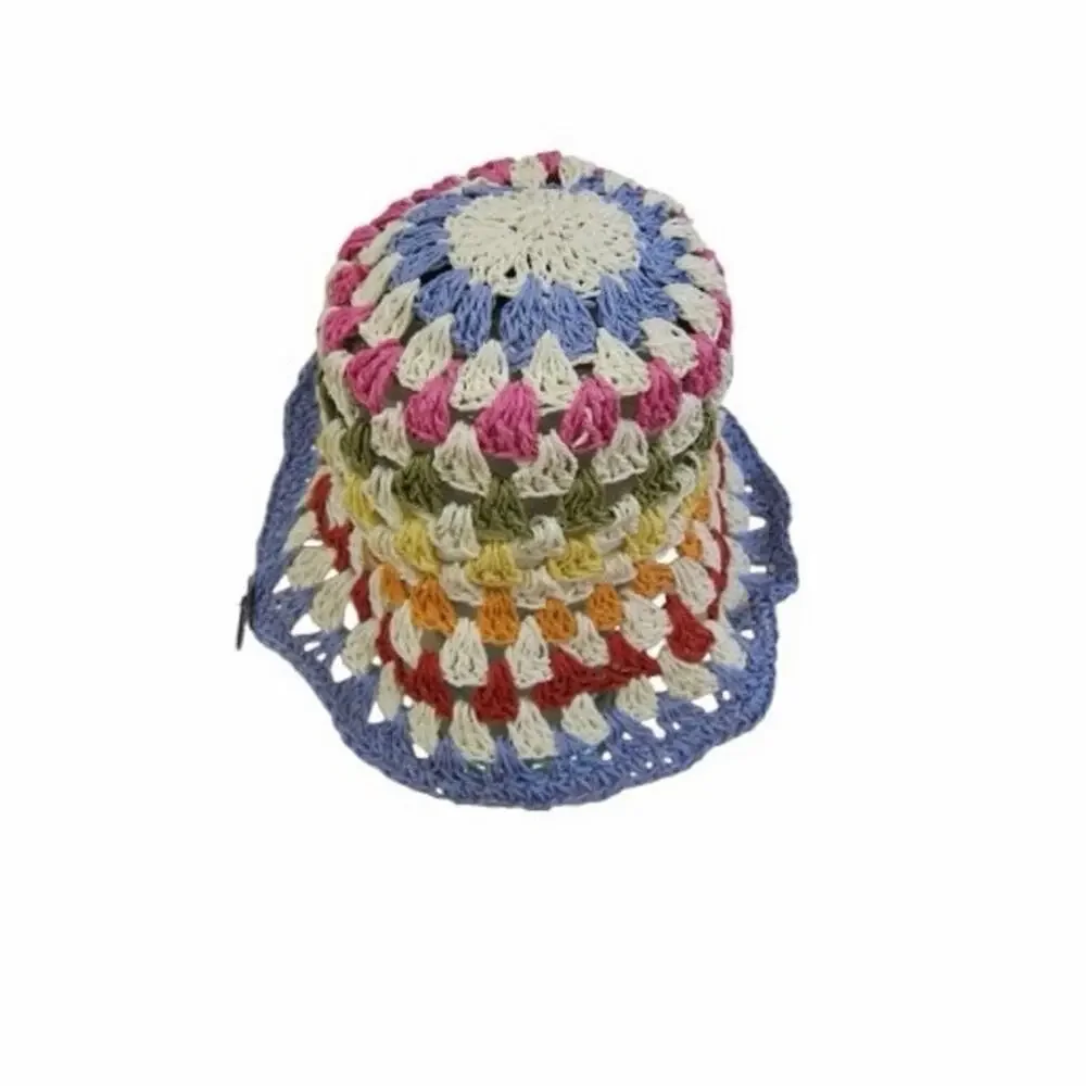 Karl Lagerfeld Paris Kolorful Karl Striped Crochet Bucket Hat NWOT